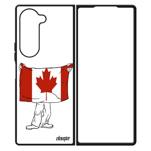 Coque Galaxy Z Fold 6 En Silicone Drapeau Canada Canadien Jo Foot Coupe Du Monde Jeux Olympiques Football De Protection Etui Samsung
