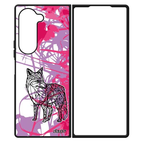 Coque Silicone Z Fold 6 Renard Coloré Etui Dessin Feuilles Fleur Alu Rose Portable Animal Nature Futé Made In France Samsung Galaxy