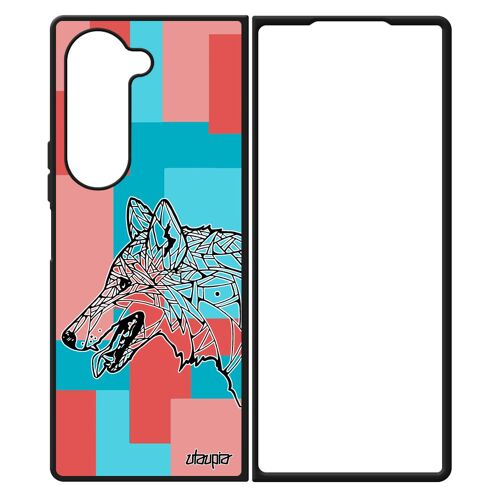 Coque Z Fold 6 Silicone Loup Smartphone Case Fantaisie Foret Etui Carré Tribal Cube Azteque Solitaire Dessin Chien De Samsung Galaxy
