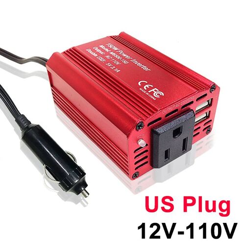 Onduleur De Puissance 150w 12v Dc À Ac 110v/220v, Convertisseur De Puissance Pour Voiture, Avec Chargeur Double Usb