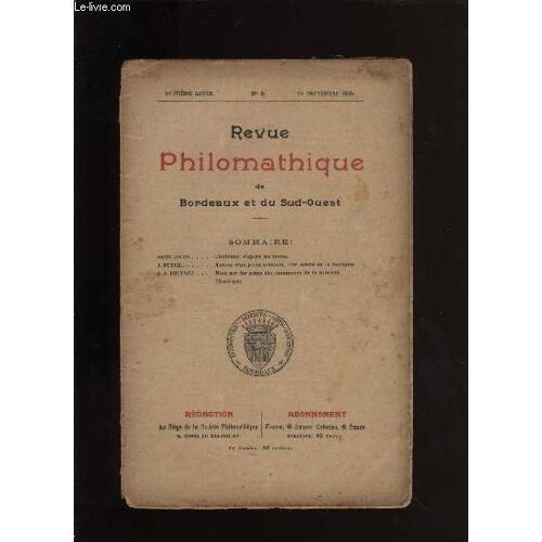 Revue Philomathique De Bordeaux Et Du Sud-Ouest N° 9