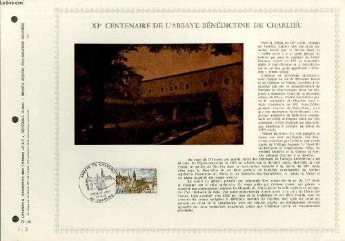 Feuillet Artistique Philatelique - Pac - 72 - 12 - 11° Centenaire De L'abbaye Benedictine De Charlieu