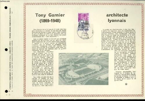Feuillet Artistique Philatelique - Pac - 73 - 40 - Tony Garnier (1869 - 1948) - Architecte Lyonnais