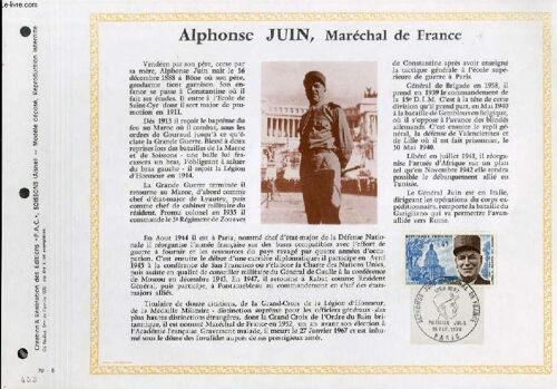 Feuillet Artistique Philatelique - Pac - 70 - 05 - Alphonse Juin, Marechal De France