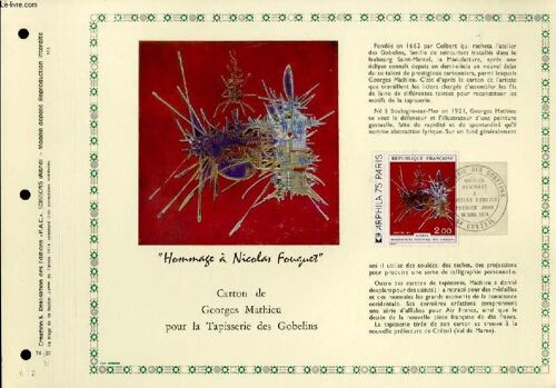 Feuillet Artistique Philatelique - Pac - 74 - 31 - Hommage A Nicolas Fouquet - Carton De Georges Mathieu Pour La Tapisserie Des Gobelins