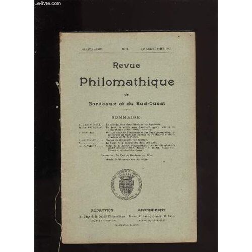 Revue Philomathique De Bordeaux Et Du Sud-Ouest N° 1