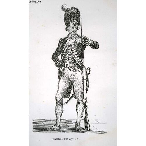 Gravure 19eme Noir Et Blanc - Uniforme De Gardes Francaises