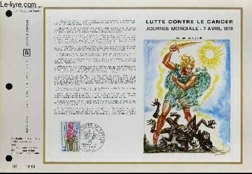 Feuillet Artistique Philatelique N° 130 - Lutte Contre Le Cancer - Journee Mondiale - 7 Avril 1970