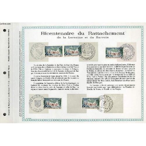Feuillet Artistique Philatelique - Pac - Bicentenaire Du Rattachement De La Lorraine Et Du Barrois
