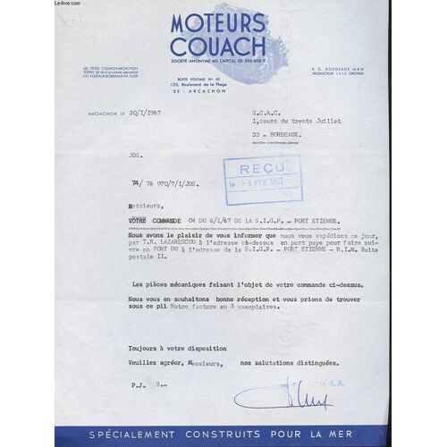 1 Facture Ancienne Moteur Couach