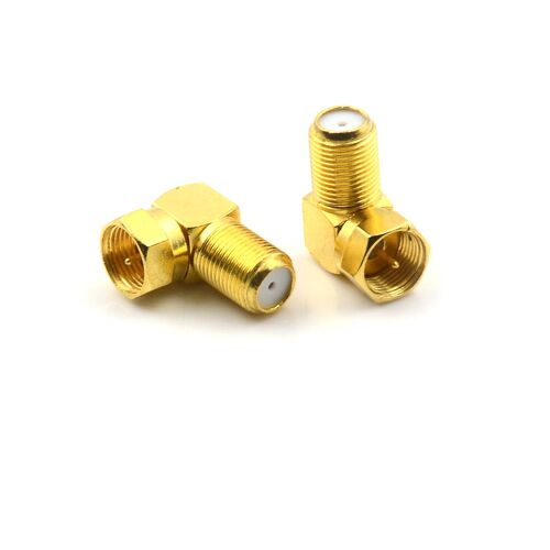 Adaptateur coudé à 90 degrés, fiche mâle F en cuivre, à Angle droit, pour Satellite, Sky coaxial, 2 pièces