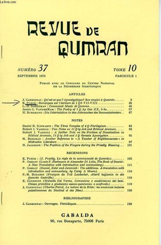 Revue De Qumran, Tome 10, Fasc. 1, N° 37, Sept. 1979, Extrait, Remarques Sur L'ecriture De I Qs Vii-Viii