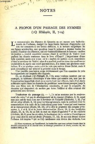 A Propos D'un Passage Des Hymnes (I Q Hôdayôt, Ii, 7-14)