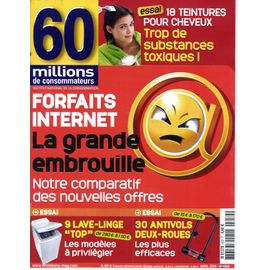 60 Millions De Consommateurs  N° 459 : Forfaits Internet/ Teintures/ Lave-Linge/ Antivol 2 Roues/ Prix Viandes/ Croisiere/ Prelevement/ Compostez/ Ananas