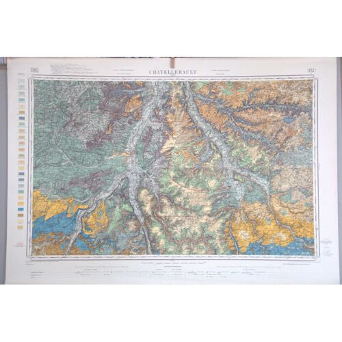 Chatellerault Carte Géologique / Topographique N°132, Échelle 1/80 000, Année 1952, 3ème Édition