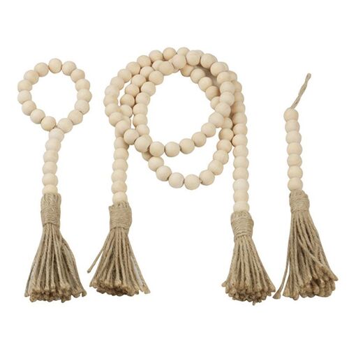 Guirlande de perles en bois naturel 3 styles, perles de prière de ferme rustique pour décoration murale