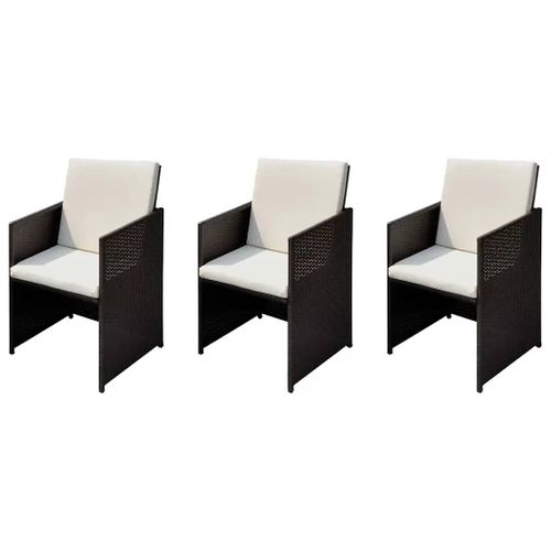Vidaxl Chaises De Jardin 3 Pcs Marron 56 X 52 X 87 Cm Poly Rotin