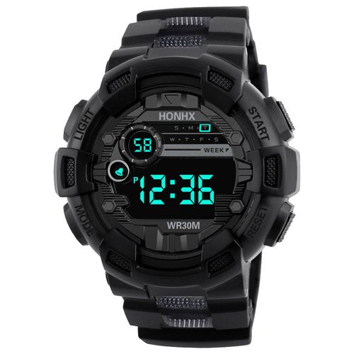 Montre Numérique Multifonction Pour Hommes,Résistante Aux Chocs,Bracelet De Sport,De Sport,De Plein Air,Étanche,Populaire,2022 - Type Black