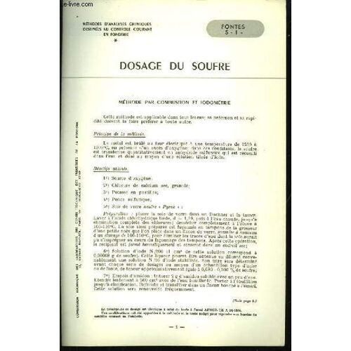 Dosage Du Soufre