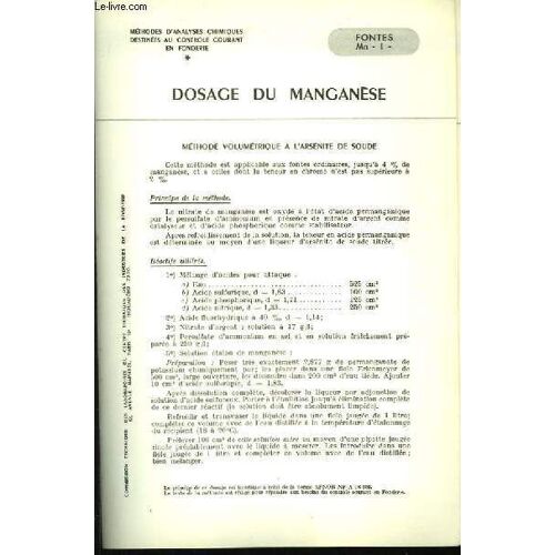 Dosage Du Manganèse