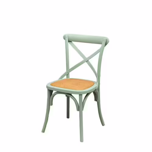 Chaise Thonet En Bois Massif Et Assise En Rotin Avec Finition Verte