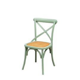 Chaise Thonet En Bois Massif Et Assise En Rotin Avec Finition Verte