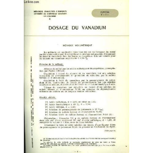 Dosage Du Vanadium