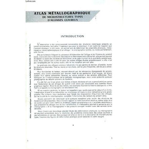 Atlas Métallographique De Microstructures Types D'alliages Cuivreux. Introduction