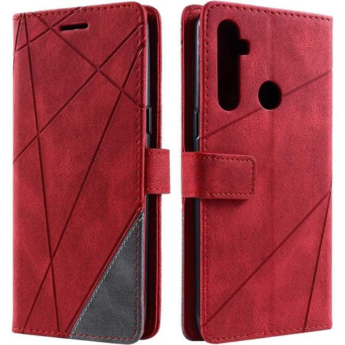 Coque Pour Realme 5 / Realme 5s / Realme 5i, Etui En Cuir Pu Portefeuille Housse Fermeture Magnétique Und Flip Pour Realme 5 / Realme 5s / Realme 5i, Avec Fermeture Magnétique, Rou[Shj41905703]