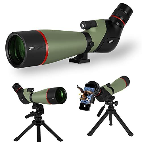 Gosky 20-60x80 Longue Vue - Telescope a Angle BAK4 - La Plus recente Lunette de visee etanche pour tir a la Cible