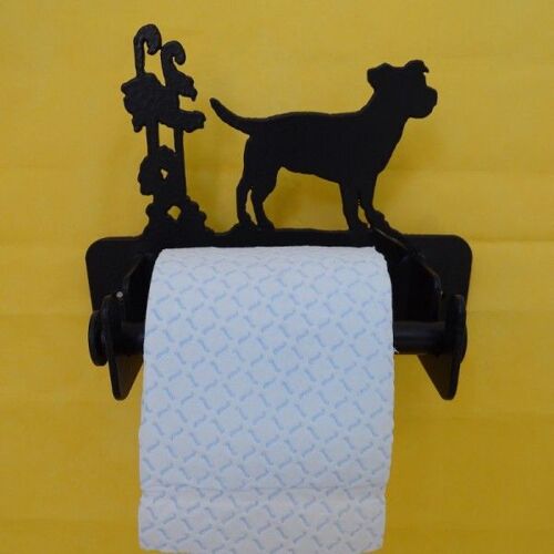 Porte-rouleau papier toilette en fer décoré d'une silhouette de chien Jack Russell terrier