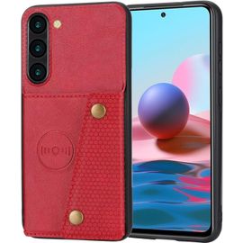 Compatible Avec Coque Samsung Galaxy S23, Etui En Cuir De Téléphone Avec Emplacement De Cartes Coque+Film De Protection D?Écran Téléphone Portable Stand Housse-Rouge