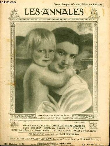 Les Annales Politiques Et Litteraires N° 2053 Jeune Femme Et Son Enfant, Par Rivier