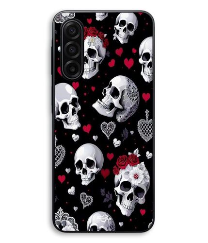 Coque Pour Samsung Galaxy A57 Tête de mort et coeurs Maniacase