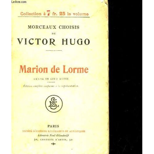 Morceaux Choisis De Victor Hugo. Marion De Lorme