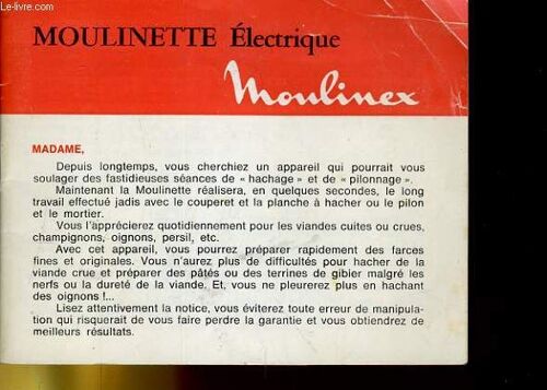 Moulinette Electrique Moulinex