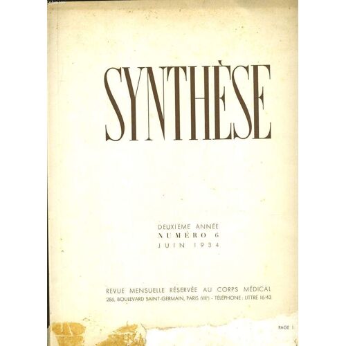 Synthese Numero 6 - Le Medecine - Les Sciences - La Litterature - Les Art