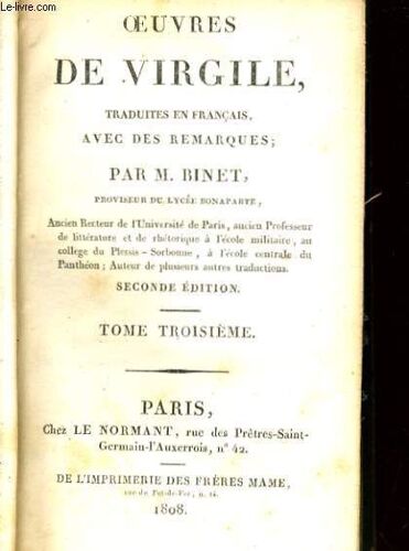 Oeuvres De Virgile Traduites En Francais, Avec Des Remarques - Tome Troisieme