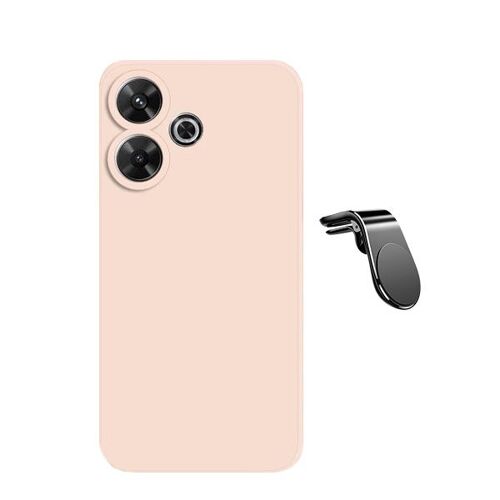 Kit De Support Magnétique Pour Voiture L Safe Driving + Housse En Silicone Liquide Phonecare Compatible avec Xiaomi Redmi 13 5G - Rose