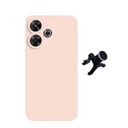 Kit Support Voiture Magnétique Renforcé + Housse Silicone Liquide Phonecare Compatible avec Xiaomi Redmi 13 - Rose