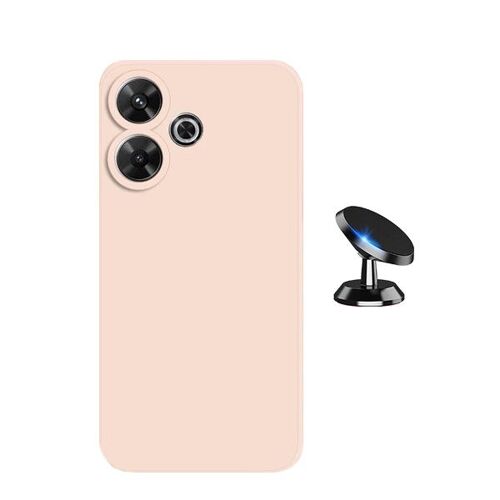 Kit Support Voiture Magnétique + Housse En Silicone Liquide Phonecare Compatible avec Xiaomi Redmi 13 5G - Rose