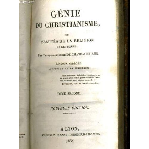 Genie Du Christianisme Ou Beautes De La Religion Chretienne - Edition Abregee