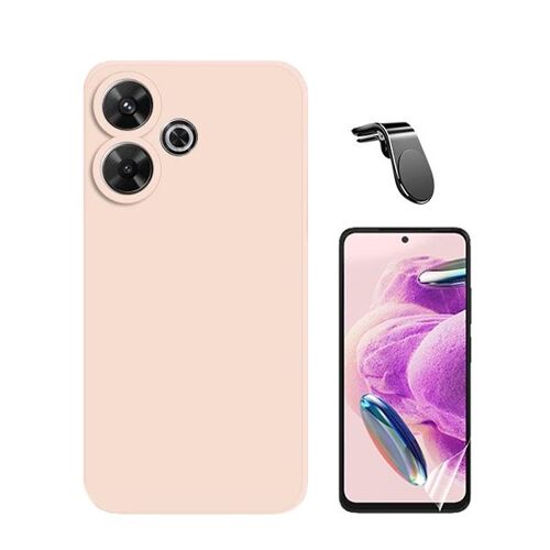 Kit De Film Hydrogel À Couverture Complète Avant + Couverture En Silicone Liquide + Support Magnétique L Phonecare Compatible avec Xiaomi Redmi 13 - Rose