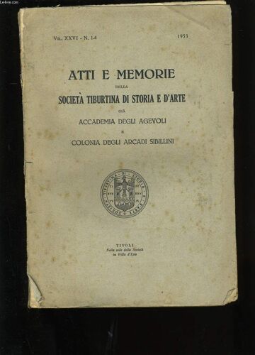 Atti E Memorie . Vol : Xxvi-N.1-4