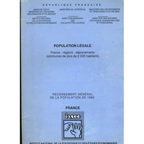 Recensement Général De La Population De 1990 - France, Régions, Départements, Communes De Plus De 2000 Habitants