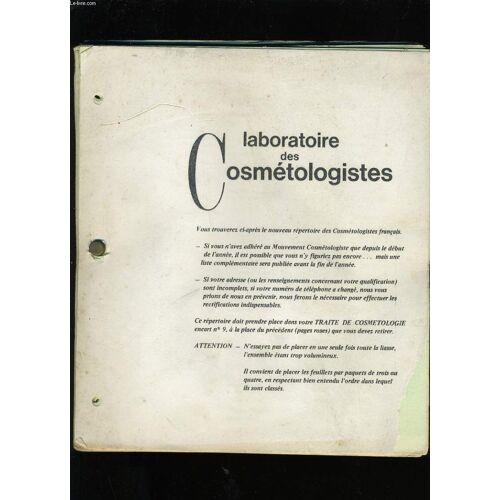 Repertoire Des Laboratoires Des Cosmetologistes
