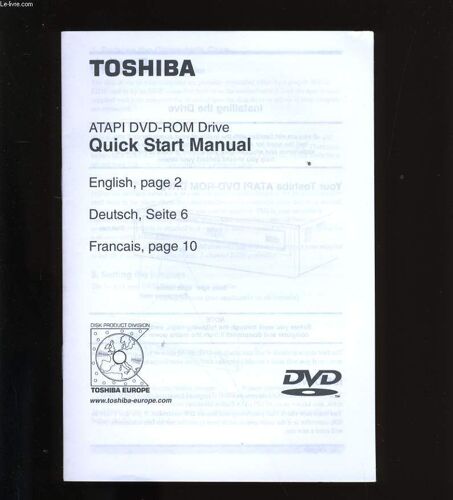 Mode D'emploi. Toshiba. Atapi Dvd-Rom Drive. Quick Start Manual