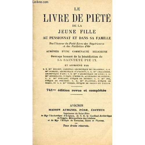Le Livre De Piete De La Jeune Fille Au Pensionnat Et Dans Sa Famille