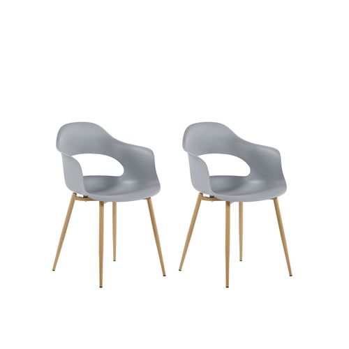 2 Chaises De Salle À Manger Au Design Scandinave Grises Et Bois Clair