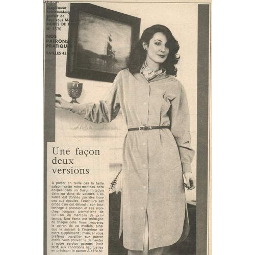 1 Patron : Robe-Manteau - Taille 42 A 44